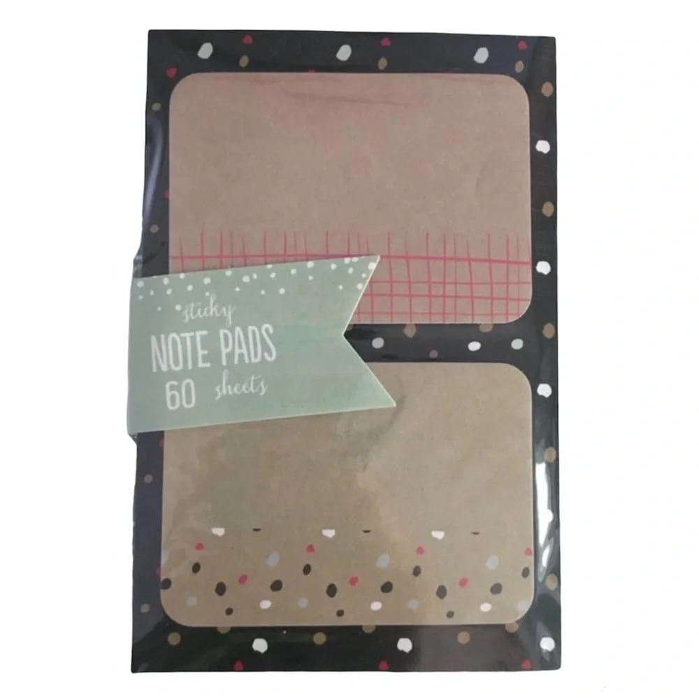 Christmas Dots Stationery List Pad Sticky Notes Set Red Green Black Grid Kraft
